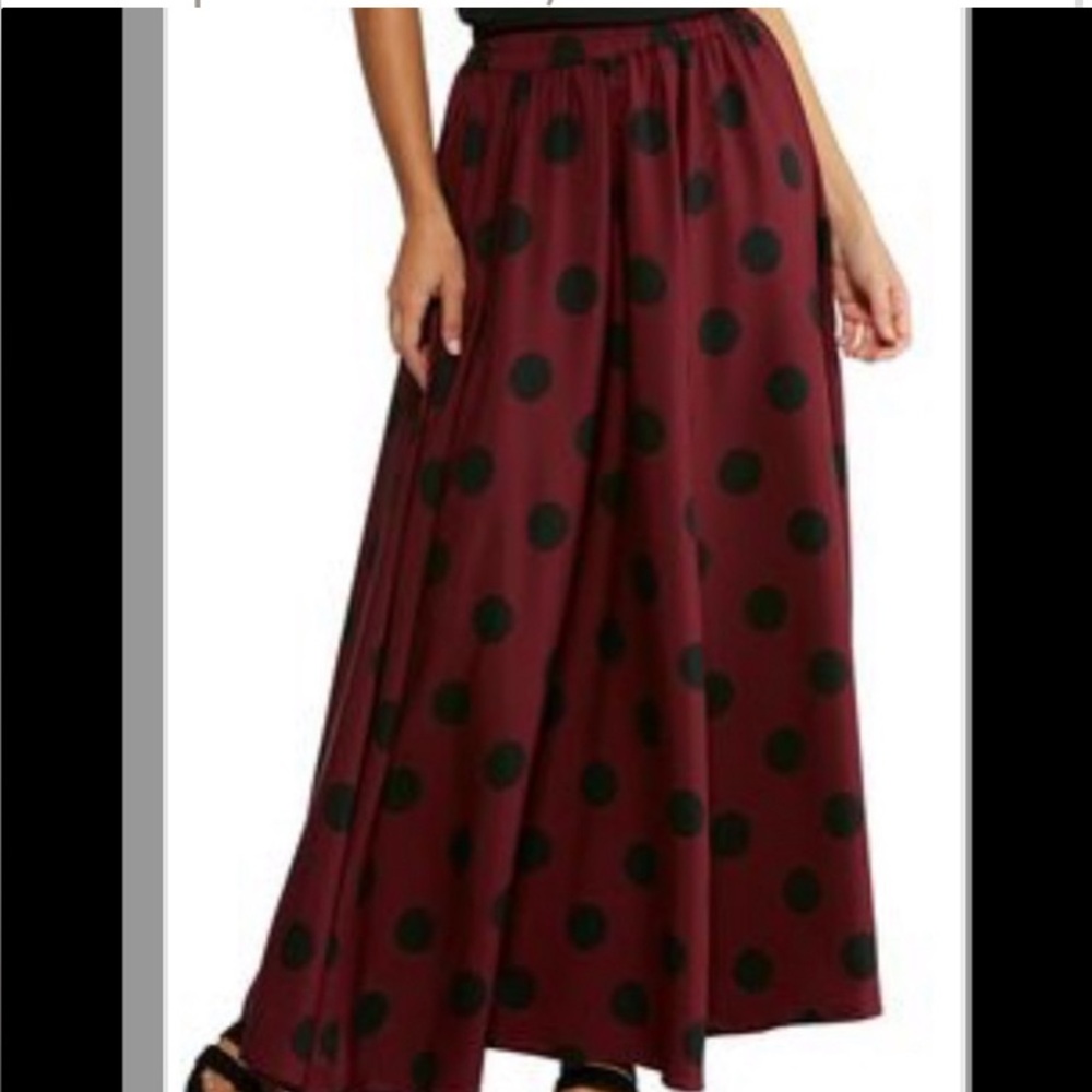 Cato-3X Plus Size-Wine and Black Polka Dot Maxi Skirt-Size 22/24